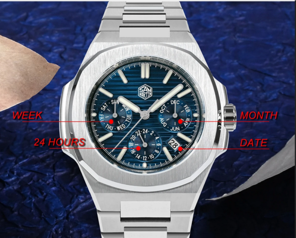 RELOJ San Martin 43mm Miyota 9120 multifunción de lujo Modelo SN0075-GB