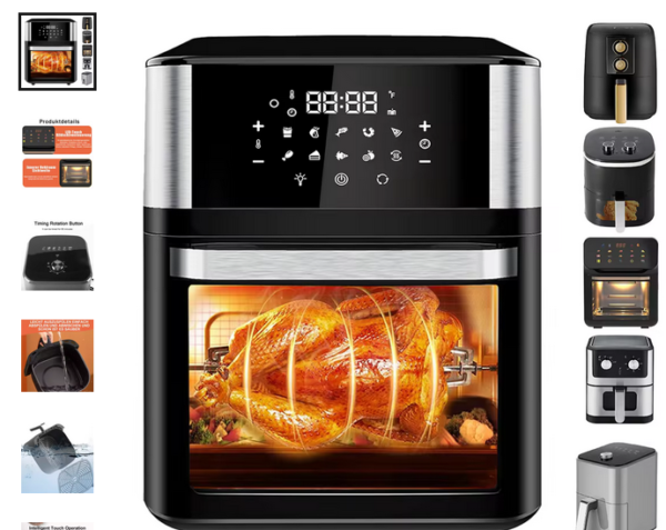 Freidoras de aire eléctricas de 4/5/6/7/10/12L, cocina doméstica automática sin aceite 360 °