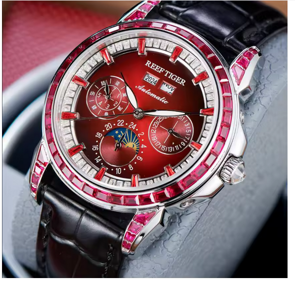 Reef Tiger-Reloj de pulsera automático para hombre.Estilo Vintage de 42,7mm resistente al agua 50M