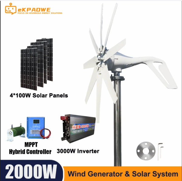 Turbina aerogeneradora de viento de 2000W. PRECIO DE OFERTA : 271,39€