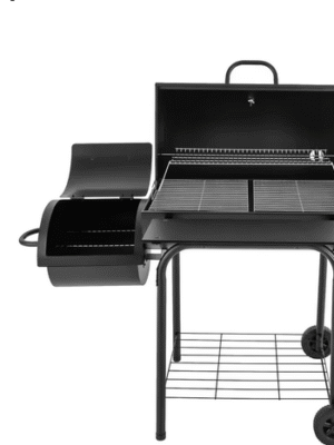 Parrilla de barbacoa de carbón con área de cocción de 15,35 “x 13,39”, diseño plegable, estructura de acero de aleación, mesas laterales y frontales, ventilación de chimenea