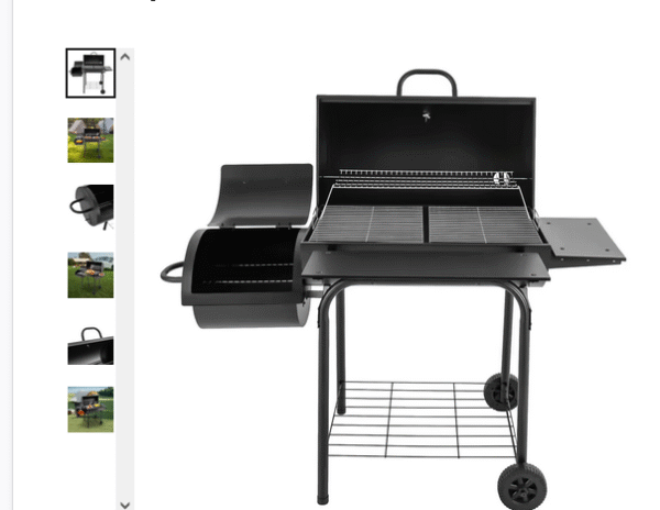 Parrilla de barbacoa de carbón con área de cocción de 15,35 “x 13,39”, diseño plegable, estructura de acero de aleación, mesas laterales y frontales, ventilación de chimenea