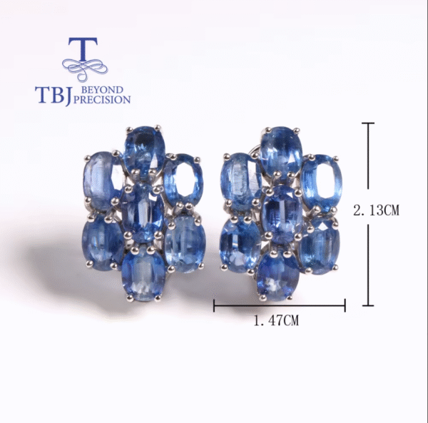 ALI TRES Pendientes grandes de lujo con cianita azul natural para mujer. PRECIO DE OFERTA:100,69€