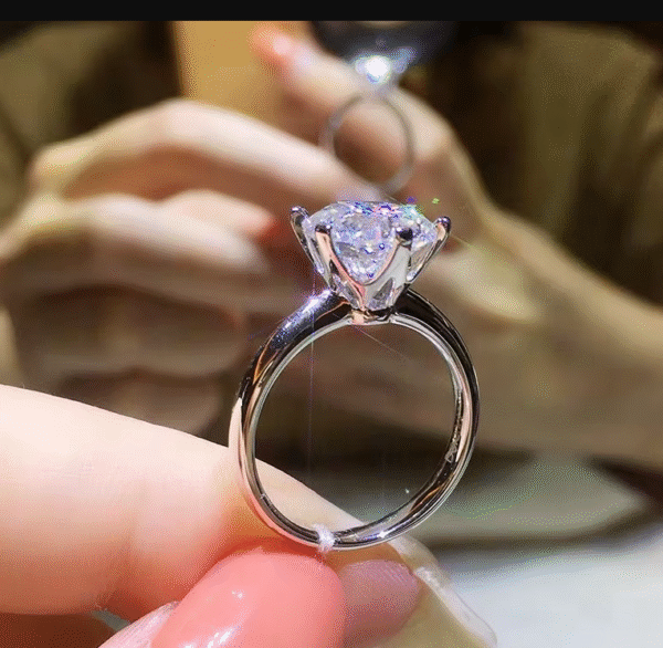 ALI TRES Anillos de moissanita brillantes de 5 quilates para mujer, anillo de compromiso, de boda, Plata de Ley 925. PRECIO DE OFERTA : 14,99€