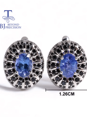 Anillo de tanzanita azul, pendientes, conjunto de joyería de piedras preciosas, plata 925. PRECIO DE OFERTA :140,18€