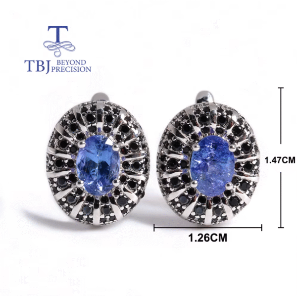 ALIBABA DETSCHE BOOT Anillo de tanzanita azul, pendientes, conjunto de joyería de piedras preciosas, plata 925. PRECIO DE OFERTA :140,18€