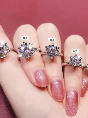 Anillos de moissanita brillantes de 5 quilates para mujer, anillo de compromiso, de boda, Plata de Ley 925. PRECIO DE OFERTA : 14,99€
