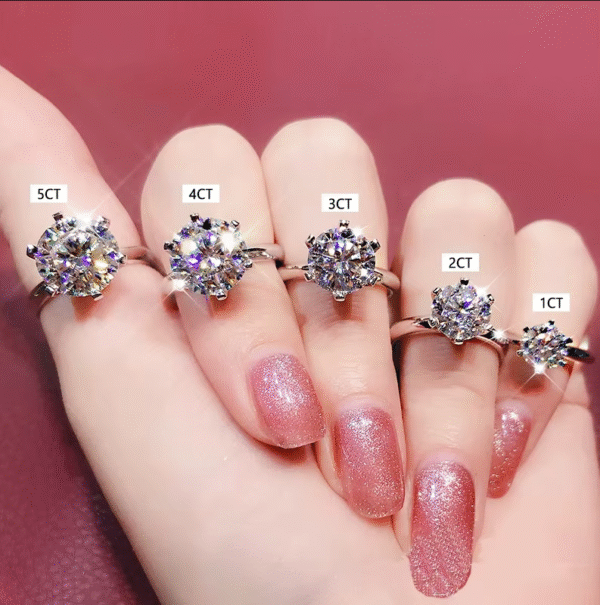 ALIBABA DETSCHE BOOT Anillos de moissanita brillantes de 5 quilates para mujer, anillo de compromiso, de boda, Plata de Ley 925. PRECIO DE OFERTA : 14,99€