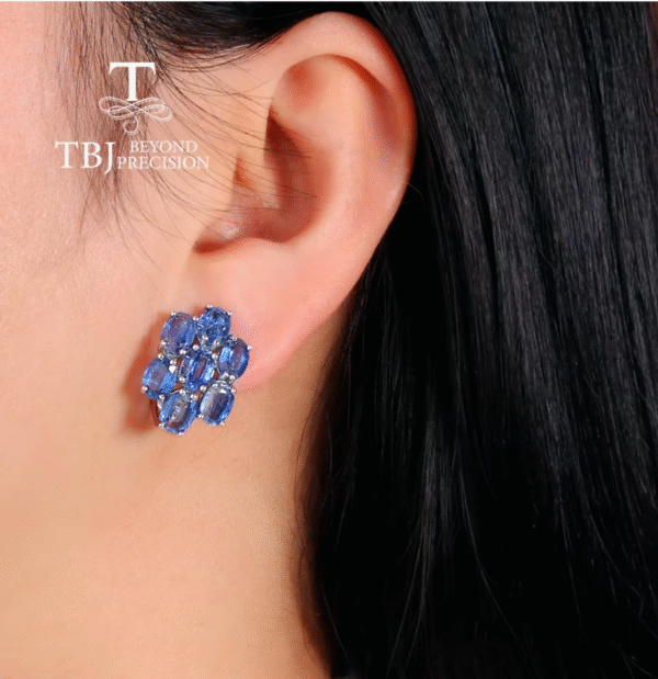 ALIBABA DETSCHE BOOT Pendientes grandes de lujo con cianita azul natural para mujer. PRECIO DE OFERTA:100,69€