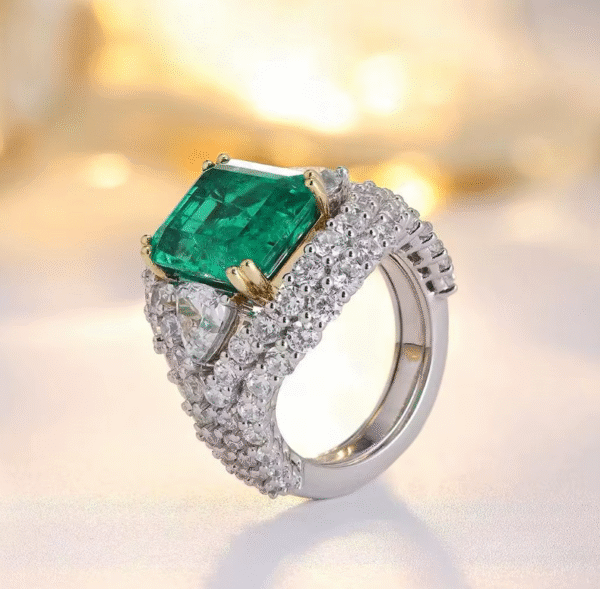 ali Anillo Pirmiana de oro blanco de 18 quilates, esmeralda cultivada en laboratorio. OFERTA : 2.763,99€