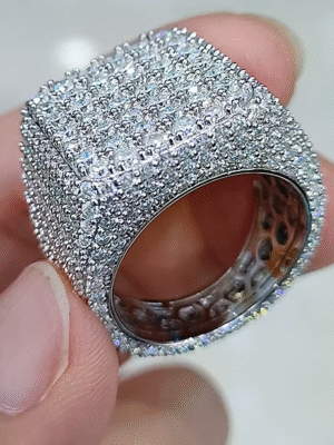 Anillo de moissanita de forma cuadrada de lujo, 20mm, tamaño grande, plata S925. Joyería de regalo de boda para hombres y mujeres.