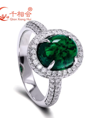 Anillo ovalado de plata S925 con, anillo de color verde de 8x10mm, Esmeralda hidrotérmica. PRECIO DE OFERTA HASTA EL 11 DE SEPTIEMBRE : 346,69€
