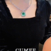 CUMEE: Diseño de lujo, collar con colgante cuadrado de piedras preciosas sintéticas CZ esmeralda. PRECIO DE OFERTA :221,99€