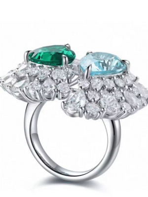 PIRMIANA: Anillo de Esmeralda cultivada en laboratorio joyería de plata S925 anillo de compromiso para mujer. PRECIO DE OFERTA : 308,39€
