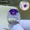 ALI TRES Serenity-anillos de moissanita grandes morados de 10 quilates para mujer, regalo nupcial de boda, anillos de eternidad de plata Sterling 100% S925.