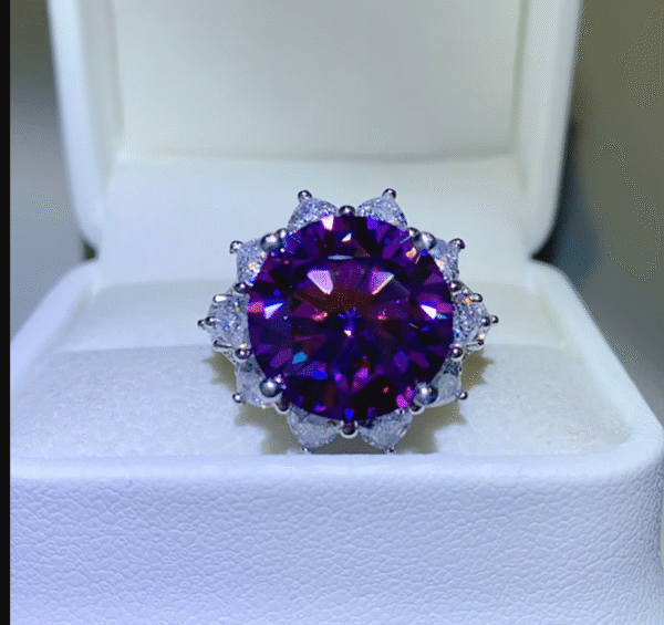 ALIBABA DETSCHE BOOT Serenity-anillos de moissanita grandes morados de 10 quilates para mujer, regalo nupcial de boda, anillos de eternidad de plata Sterling 100% S925.