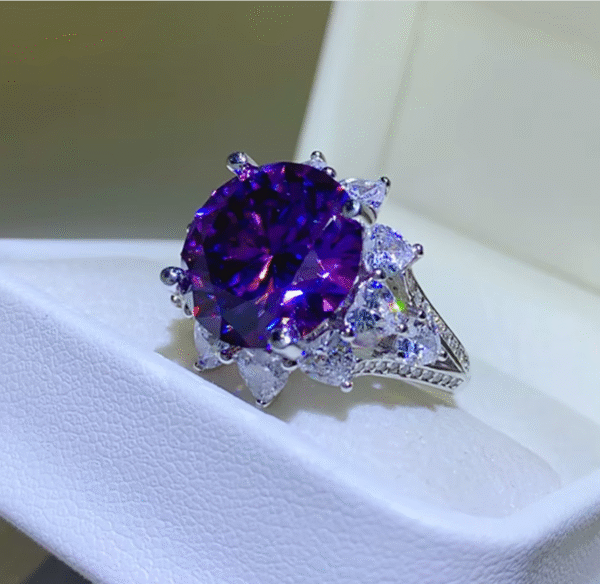 alibaba detsche boot dos Serenity-anillos de moissanita grandes morados de 10 quilates para mujer, regalo nupcial de boda, anillos de eternidad de plata Sterling 100% S925.