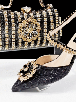 Zapatos de mujer y bolso conjunto con diamantes de imitación. PRECIO DE OFERTA: 57,99€