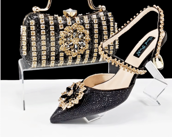 Zapatos de mujer y bolso conjunto con diamantes de imitación. PRECIO DE OFERTA: 57,99€