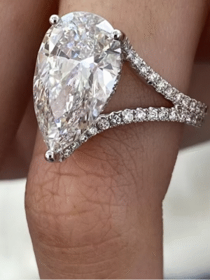 Anillo de compromiso de oro de 14K y 10K con certificación IGI, 5,80 quilates, EF/VS, corte de pera, CVD, diamante cultivado en laboratorio, vástago dividido.