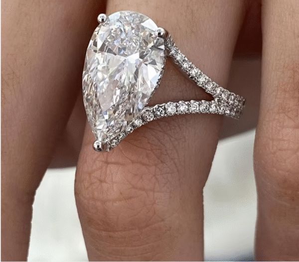 Anillo de compromiso de oro de 14K y 10K con certificación IGI, 5,80 quilates, EF/VS, corte de pera, CVD, diamante cultivado en laboratorio, vástago dividido.