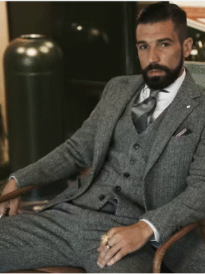 Tweed: Traje de invierno de lana gris , trajes de 3 piezas (chaqueta + chaleco + pantalones). PRECIO DE OFERTA : 72,99€