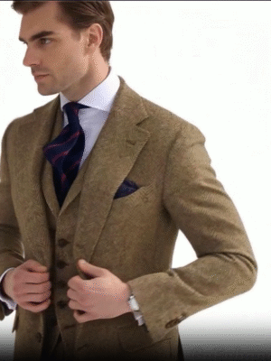 raje marrón vintage para hombre, traje de 3 piezas, ropa de boda formal de invierno clásica. PRECIO DE OFERTA HASTA EL 3 DE DICIEMBRE : 101,02€