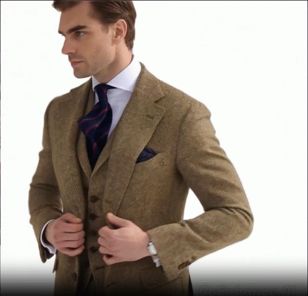 raje marrón vintage para hombre, traje de 3 piezas, ropa de boda formal de invierno clásica. PRECIO DE OFERTA HASTA EL 3 DE DICIEMBRE : 101,02€