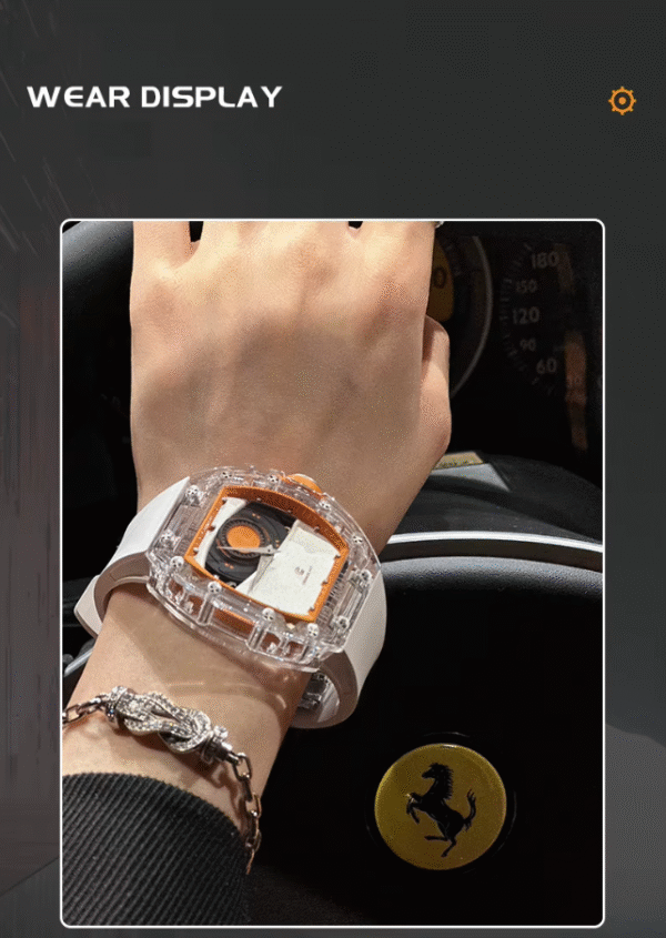 Reloj Automático CRONUSART para hombre, reloj de pulsera mecánico Tonneau de lujo, carcasa acrílica, correa luminosa de fluororubber.