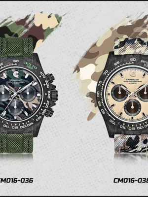 Reloj cronógrafo CRONUSART para hombre, caja de fibra de carbono de 40mm, reloj de pulsera mecánico automático, esfera de camuflaje de zafiro luminoso de 5ATM.