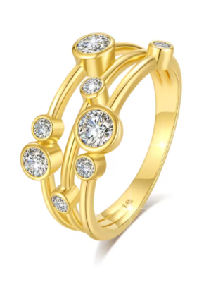 Anillo de Diseñador Oro 14K (AU585) con Moissanita – Joyería de Lujo para Mujer.