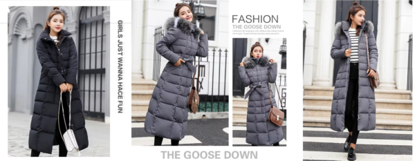 Chaqueta de Invierno Acolchada con Capucha y Cuello de Piel – Abrigo Largo para Mujer. Precio de oferta €279,99 EUR