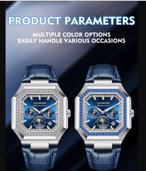 HANBORO Reloj mecánico totalmente automático cuadrado para hombre tendencia de moda multifuncional. PRECIO DE OFERTA: 169,69€
