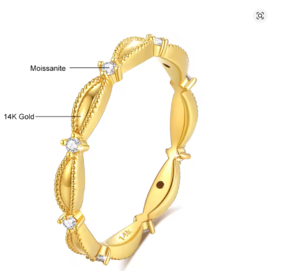 Anillo de Diseñador Oro 14K (AU585) con Moissanita – Joyería de Lujo para Mujer.