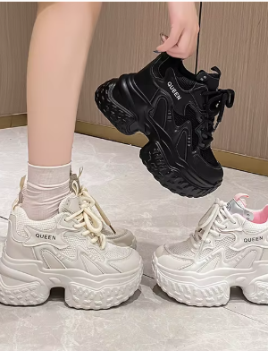 Zapatillas deportivas de malla transpirable con suela gruesa modelo QUEEN. Precio de oferta US .00