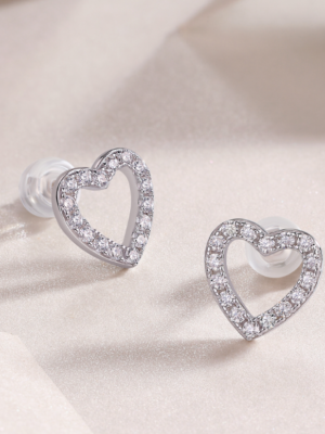 Pendientes de Corazón Plata 925 con Diamantes Moissanita VVS1. Precio de oferta:123,00 EUR