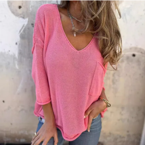 alizapato7 Suéter de punto informal con cuello en V, manga larga y bolsillo por solo US $ 23.35. Envío gratis.